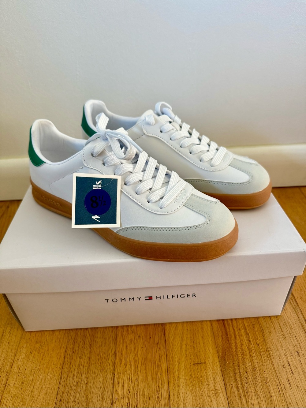 Tommy Hilfiger White, Green & Gum Low-Top Sneakers
